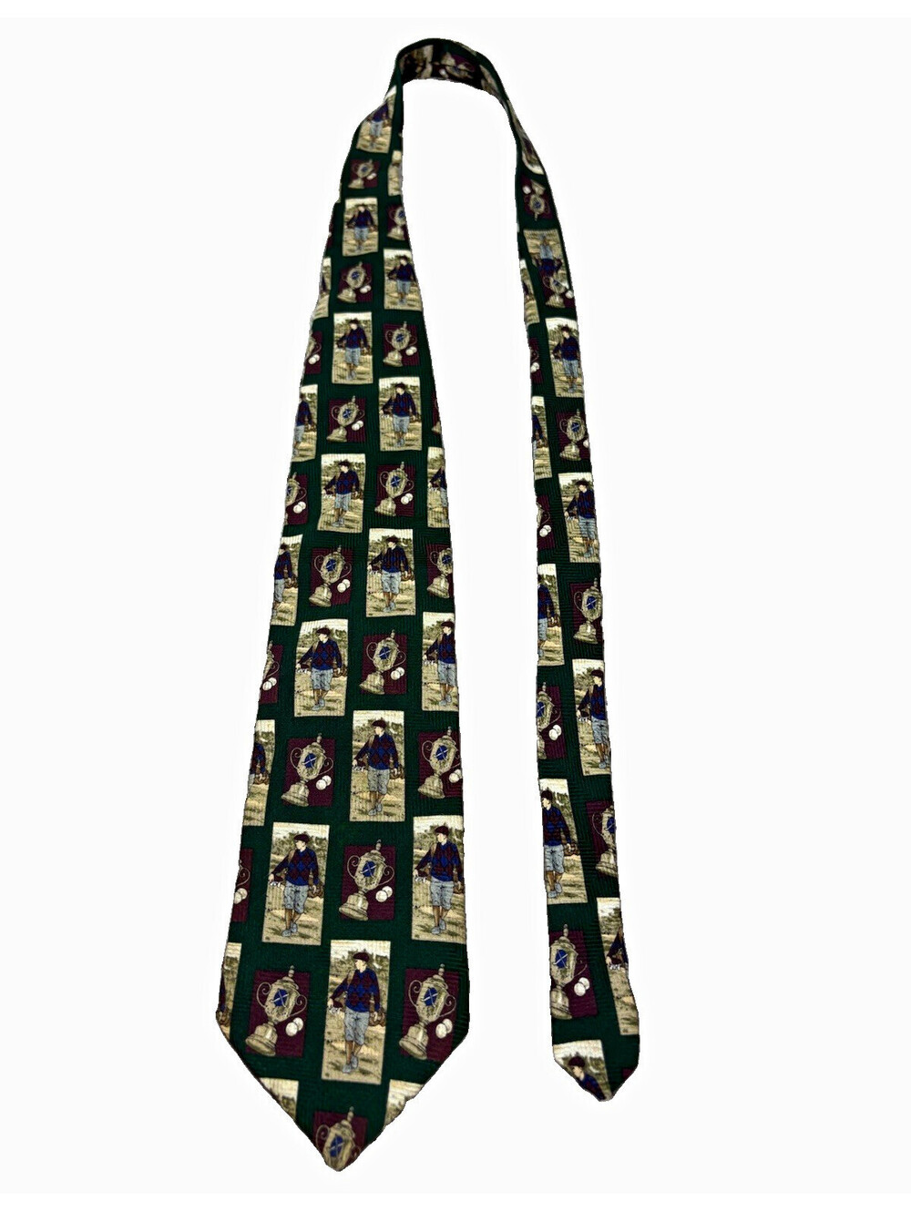 Vintage Nature's Museum Collection Golf Necktie Silk USA Made Novelty Print